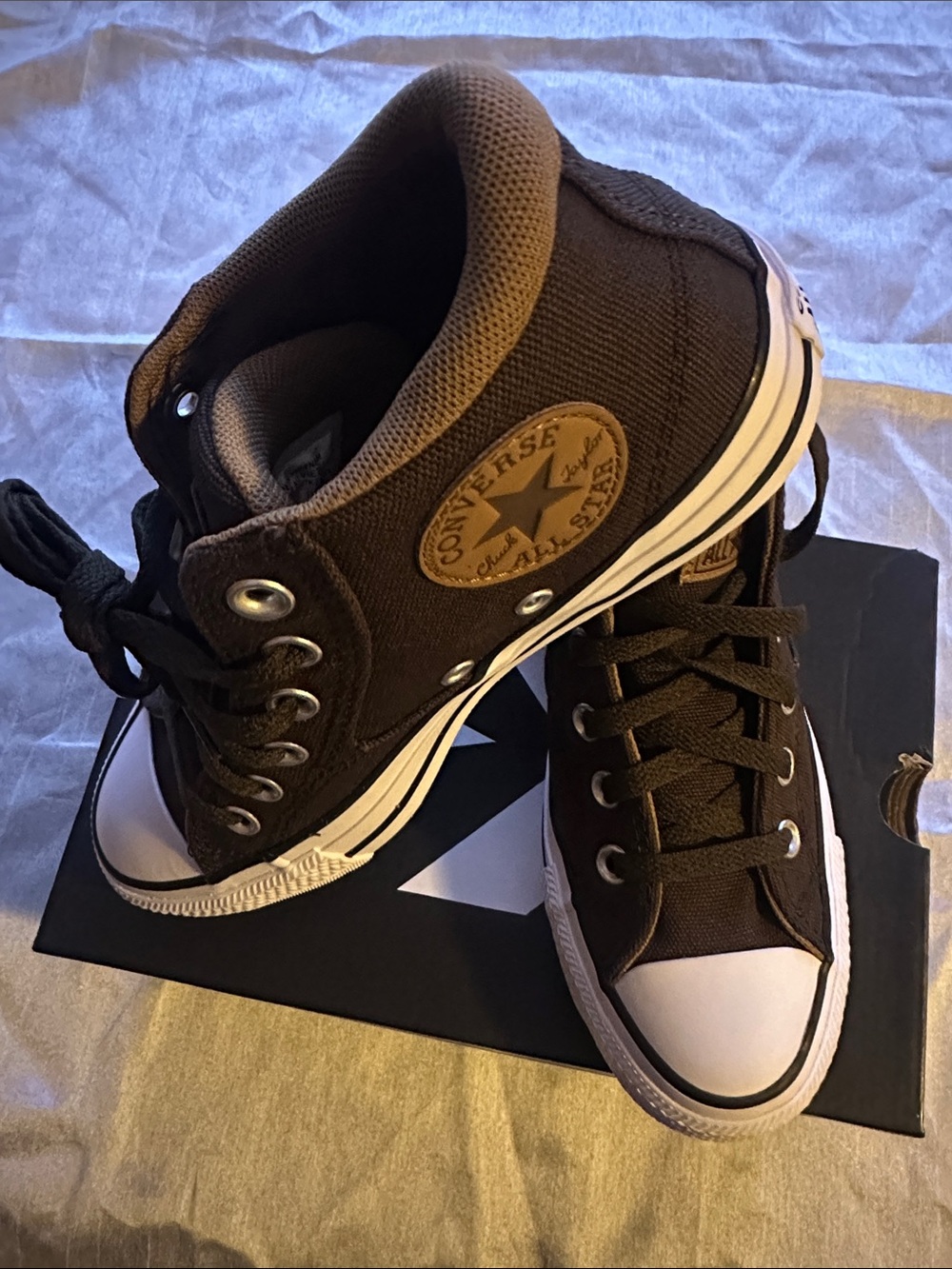 Converse Men’s Brown Canvas High-Top Sneakers with White Toe